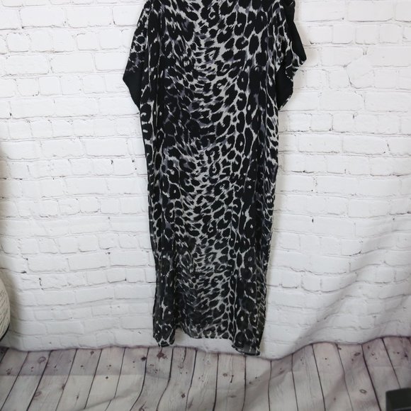20. Topshop leopard print silk black dress cold shoulder Size 2 - Picture 4 of 9